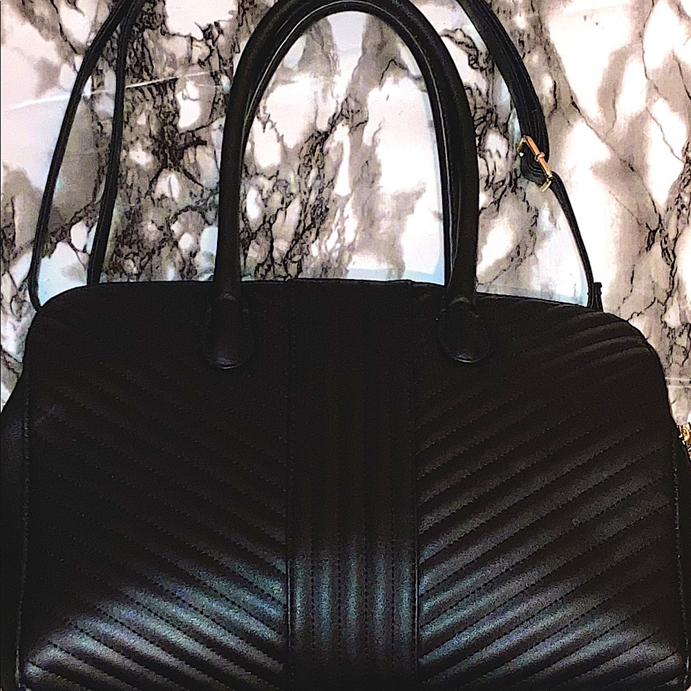 Large Black Quilted Tote Bag